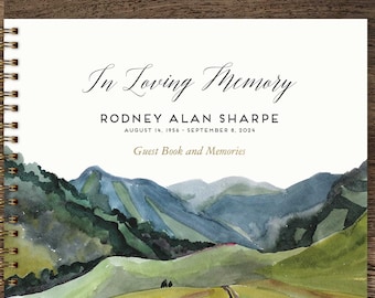 Funeral Guest book Mountain Outdoorsman Sign in Book Memorial GuestBook, Personalized In Loving Memory 8.5 x 11 Keepsake Celebration of Life