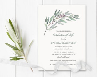 memorial invitation etsy