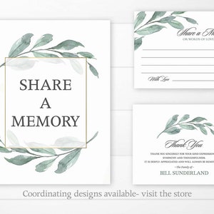 Share a Memory Card Printable, Share a Memory or Words of Love Card ...