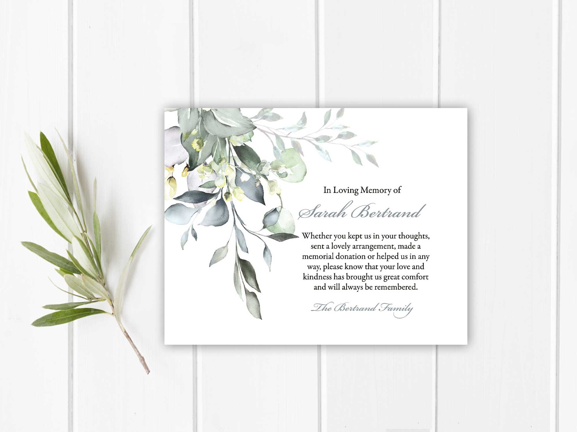 Sympathy Acknowledgement Cards Funeral Thank You and Etsy