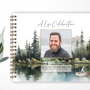 Funeral Guest book Fisherman Funeral Sign in Book, Memorial Guest Book Personalized Fishing Guest Book 8.5 x 11 Keepsake Celebration of Life