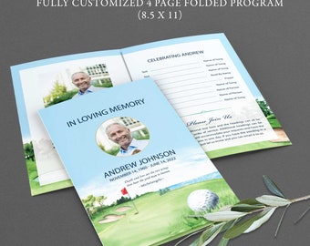 man Funeral Order of Service / Memorial program / Remembrance Service / Celebration of Life / Printed or digital file hobby golf unisex man Funeral Order of Service / Memorial program / Remembrance Service / Celebration of Life / Printed or digital file hobby golf unisex