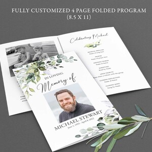 Funeral Program Template, Memorial Program Template, Printable Order of Service, Man Funeral Program Template, Obituary Program, Digital
