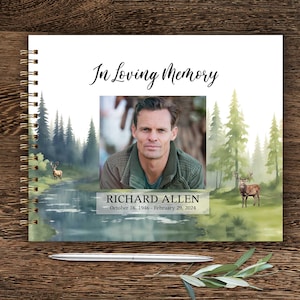 Funeral Guest book Hunting Funeral Sign in Book, Memorial Guest Book Personalized Hunter&#39;s Guest Book 8.5 x 11 Keepsake Celebration of Life