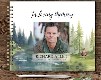 Funeral Guest book Hunting Funeral Sign in Book, Memorial Guest Book Personalized Hunter's Guest Book 8.5 x 11 Keepsake Celebration of Life