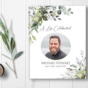 Funeral Guest Book | Celebration of Life Funeral Guest Books | Custom Printed Hard Bound Guestbook Gift for Bereaved Memorial Book Printed