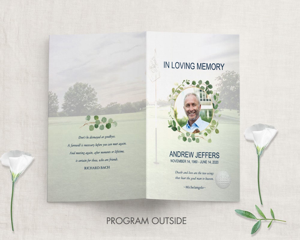 Golfer's Funeral Program Template Obituary Order of Etsy