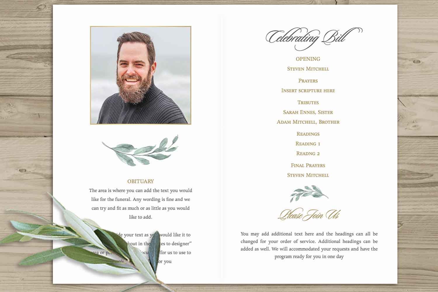 Funeral Program Template Celebration of Life Obituary Memorial or Tribute Service Printable Greenery Photo Program MADE TO ORDER Template - Etsy funeral-program-template-celebration-of-life-obituary-memorial-or-tribute-service-printable-greenery-photo-program-made-to-order-template-etsy