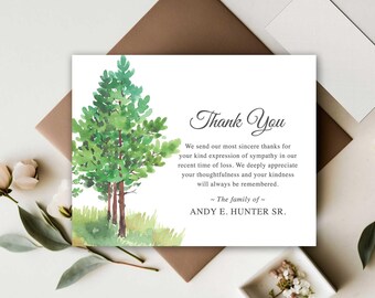 Sympathy Acknowledgement Cards, Funeral Thank You Bereavement Loss Notes, Personalized Family Tree Theme, Customized Wording For Funerals