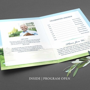 Golf Funeral Program Template, Obituary Order of Service Template Printable Memorial Service ...