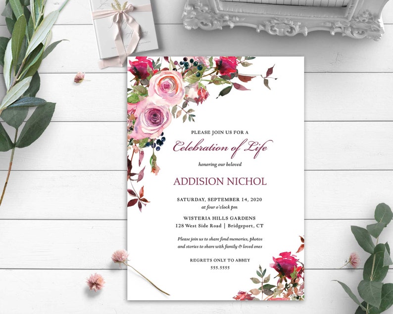 Funeral Invitation Digital Template Memorial Service Etsy