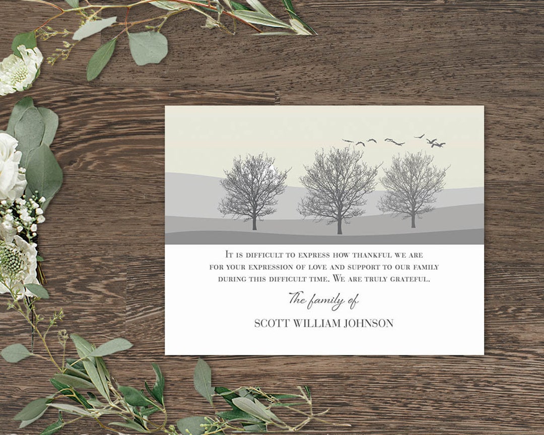 Funeral Thank You Cards | Printable Funeral Card Template | Memorial ...
