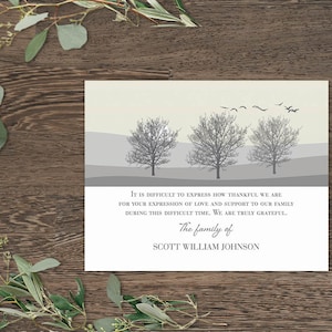 Funeral Thank You Cards | Printable Funeral Card template | Memorial Cards | Sympathy Thank You Cards | Acknowledgement Printed Cards