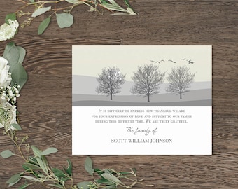 Funeral Thank You Cards | Printable Funeral Card template | Memorial Cards | Sympathy Thank You Cards | Acknowledgement Printed Cards