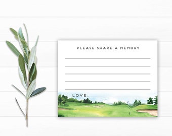 Golf Funeral Share A Memory Card Printable Template, Instant Download Share A Memory Card For Funeral Or Words Of Love, Memory Box Printable