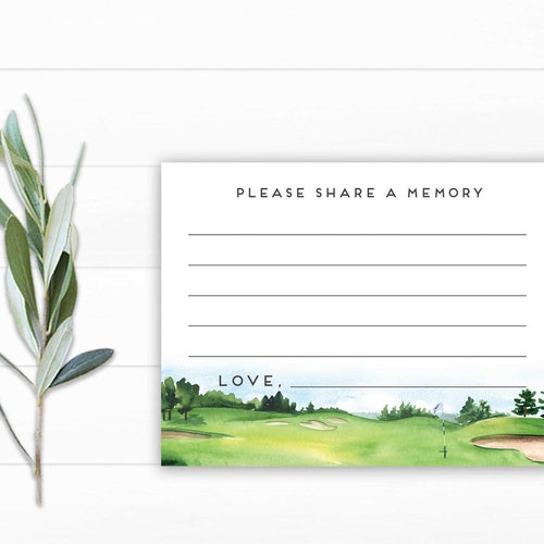 Golf Funeral Share A Memory Card Printable Template Instant - Etsy