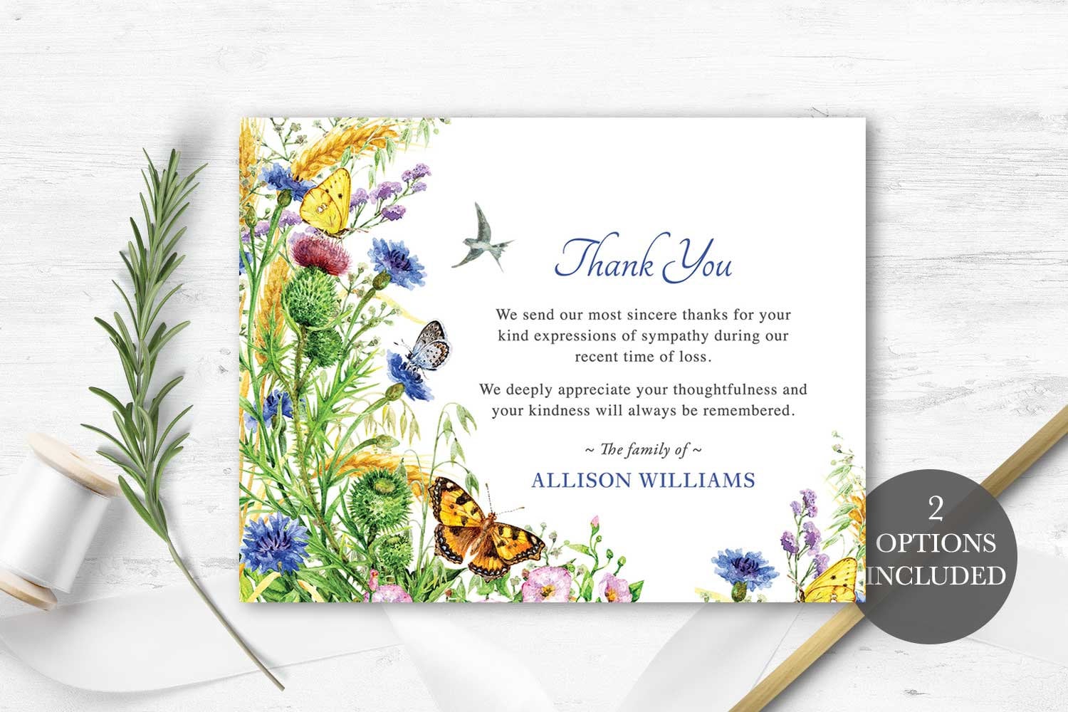 Sympathy Acknowledgement Cards, Funeral Thank You and Bereavement Notes ...