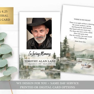 Funeral Prayer Card Template, Printable Memorial Prayer Card Anglers Memorial Keepsake Fishing Mass Card, Obituary Card, Fisherman Funeral