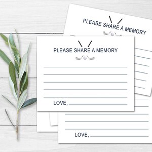 Plantilla imprimible de tarjeta para compartir recuerdos de funerales de golf Celebración de la vida Recuerdo favorito Recuerdo instantáneo Tarjetas conmemorativas para compartir recuerdos