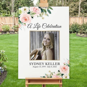 Welcome Sign Celebration of Life Funeral Sign Poster Blush Floral Memorial Service Welcome Sign Ideas Celebration of Life Decoration Large