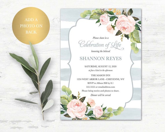 celebration of life invitation funeral announcement memorial etsy memorial invitation