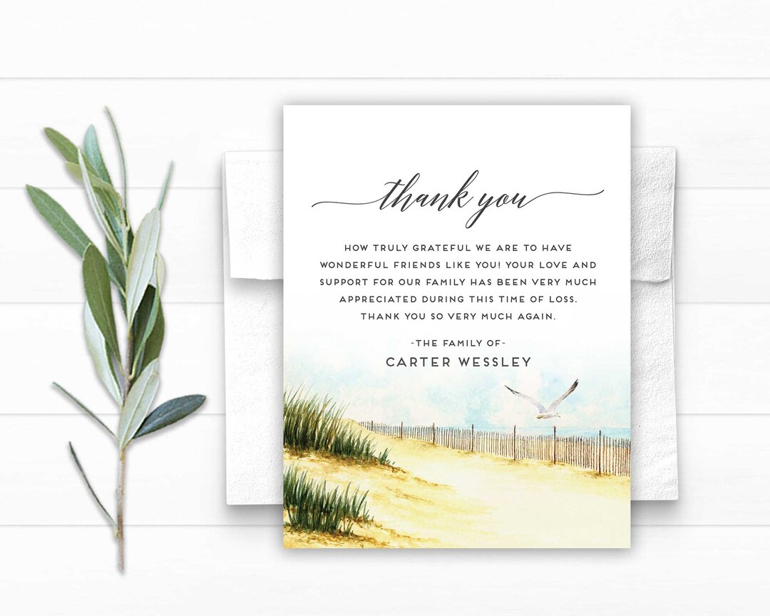Sympathy Acknowledgement Cards, Funeral Thank You and Bereavement Notes