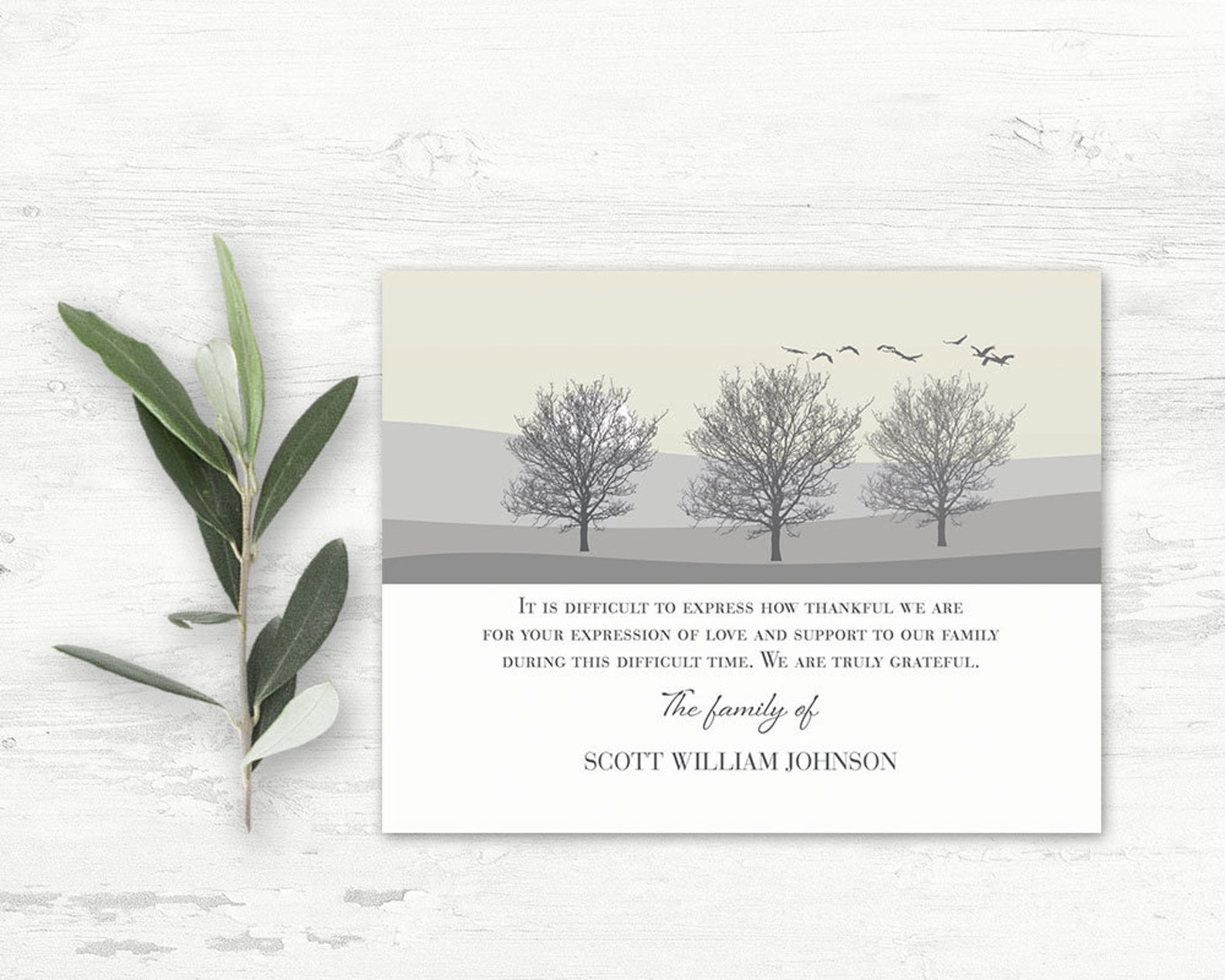 Funeral Thank You Cards Printable Funeral Card Template - Etsy