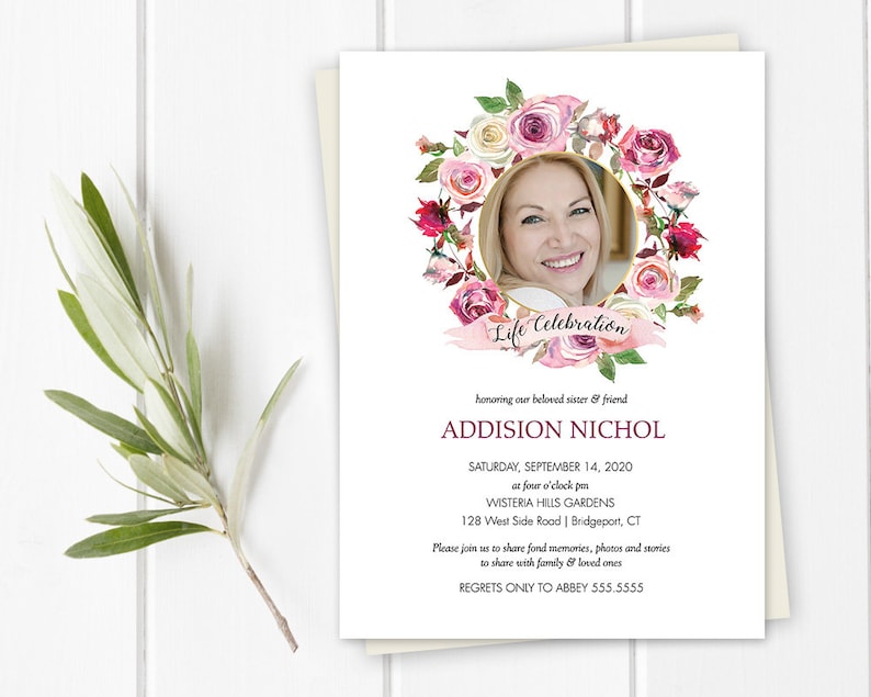 Funeral Invitation Funeral Announcement Template Etsy