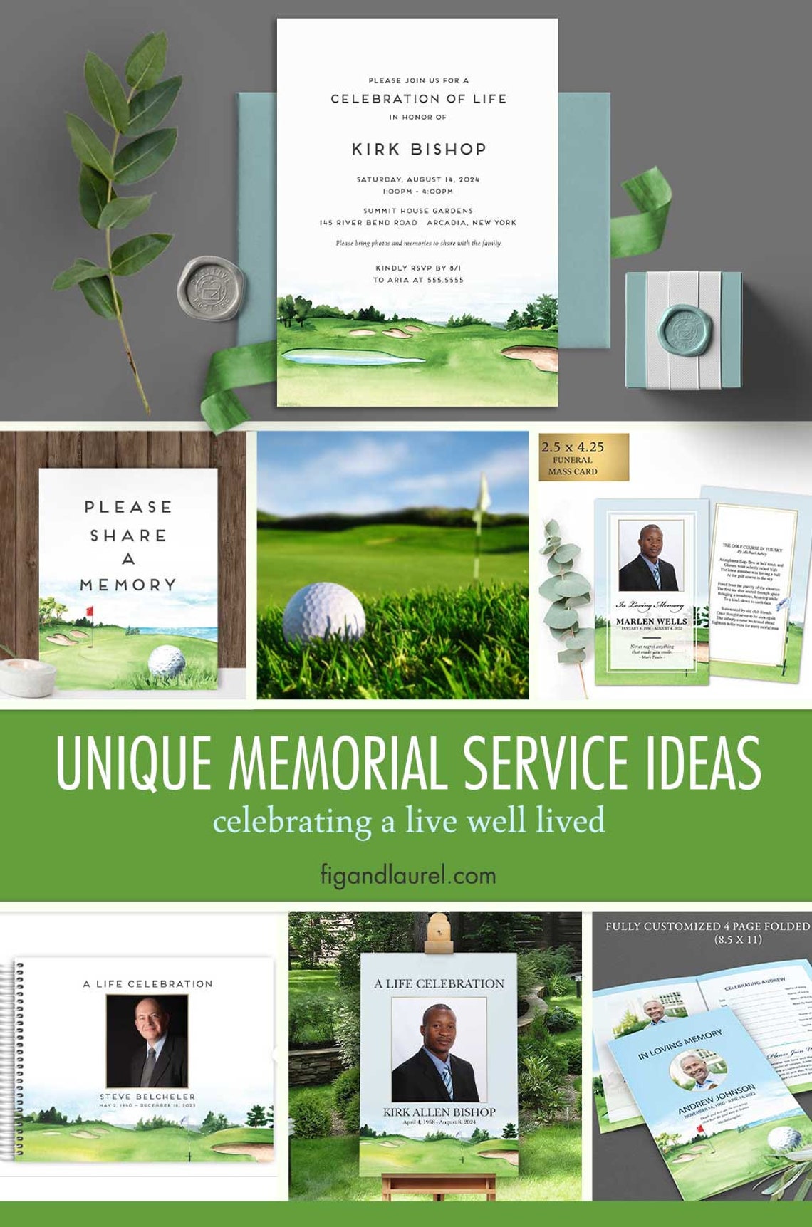 Golfer's Funeral Program Template Obituary Order of - Etsy