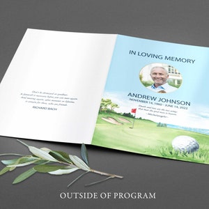 Golf Funeral Program Template, Obituary Order of Service Template Printable Memorial Service ...