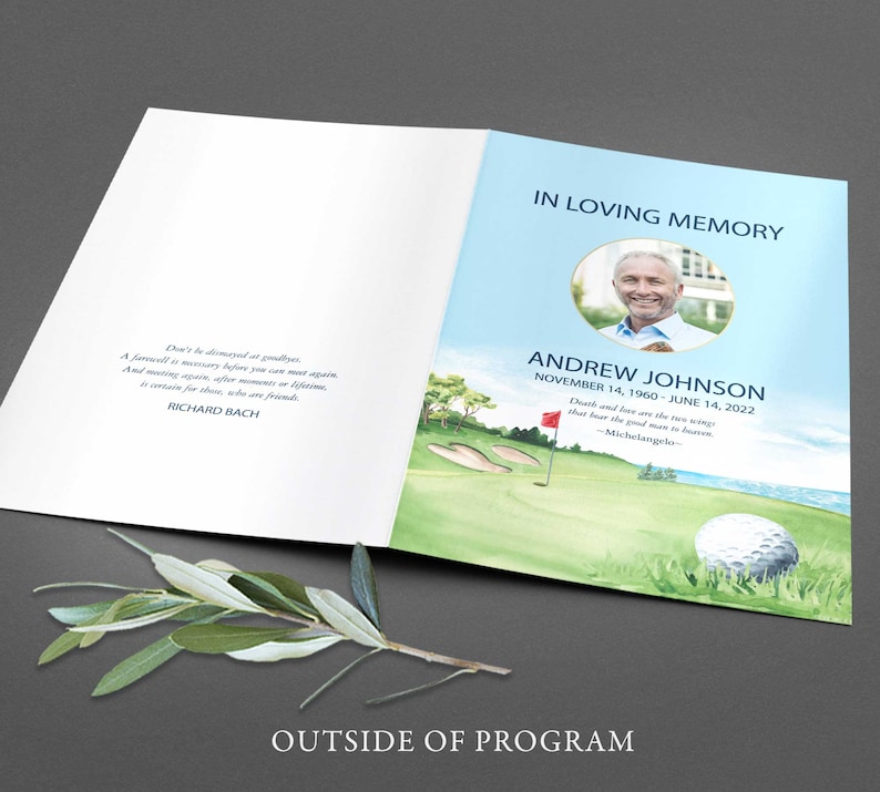 Golf Funeral Program Template Obituary Order of Service - Etsy