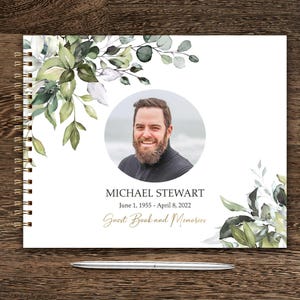 Funeral Guest book, Remembrance Guest Book, Memorial GuestBook, Personalized Funeral Guest Book 8.5 x 11 Photo Keepsake Celebration of Life