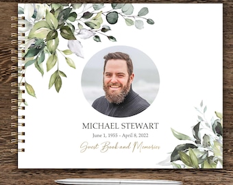 Funeral Guest book, Remembrance Guest Book, Memorial GuestBook, Personalized Funeral Guest Book 8.5 x 11 Photo Keepsake Celebration of Life