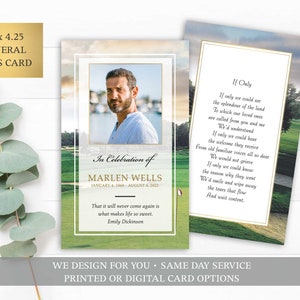 Funeral Prayer Card Template, Printable Memorial Prayer Card Printable, Memorial Keepsake, Golf Theme Mass Card, Obituary Card, Remembrance