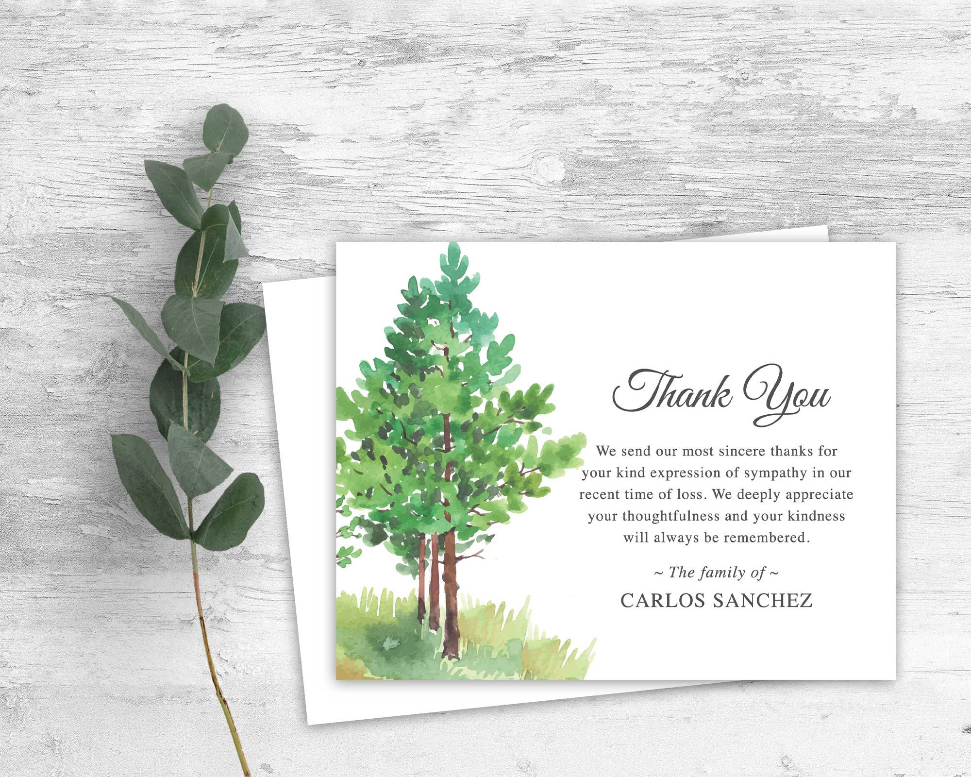 Sympathy Acknowledgement Cards, Funeral Thank You Bereavement Loss ...