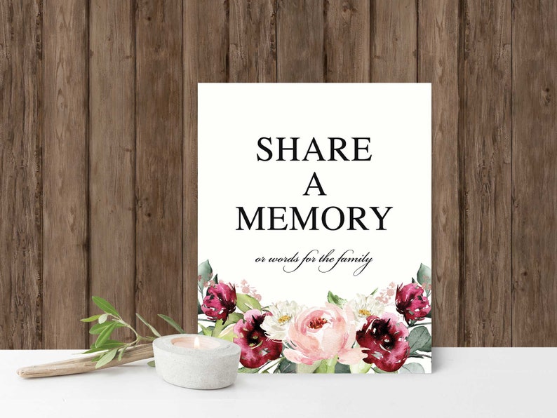Funeral Share a Memory Sign, Floral Favorite Memory Sign, Funeral Sign ...