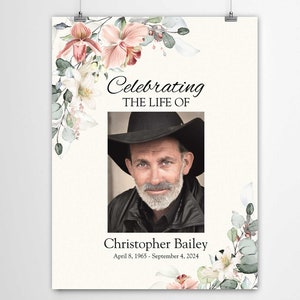 Funeral Welcome Sign, Celebration of Life Sign Poster Lily With Greenery Memorial Service Poster Board Funeral Decor In loving memory 18 x24