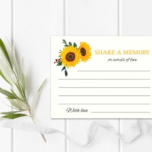 Plantilla imprimible para compartir una tarjeta de memoria Tarjetas de memoria, Plantilla imprimible para compartir un recuerdo, Tarjeta conmemorativa, Recuerdo, Tarjeta de memoria funeraria Girasol Floral