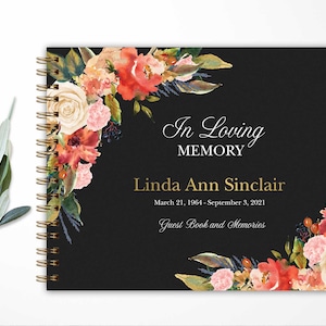 Funeral Guest book, Remembrance Guest Book, Memorial GuestBook, Personalized Funeral Guest Book 8.5 x 11 Photo Keepsake Life Celebration