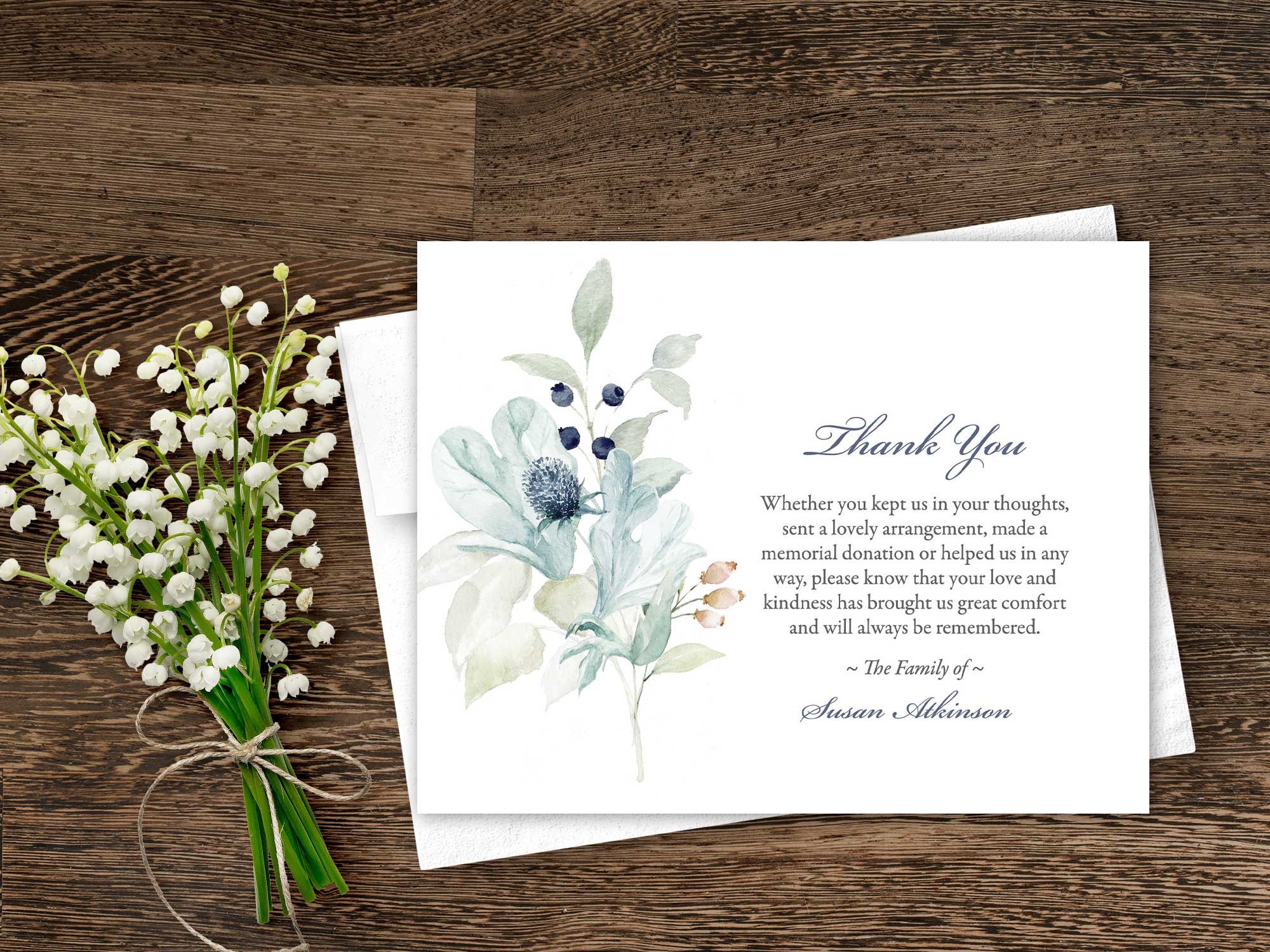 Sympathy Acknowledgement Cards, Funeral Thank You Bereavement Notes ...