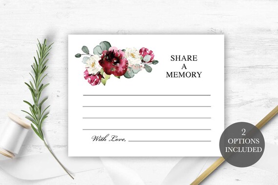 Share a Memory Card Printable Share a Memory or Words of Love - Etsy
