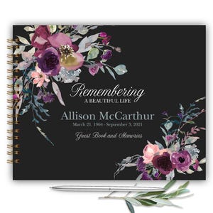 Funeral Guest book, Remembrance Guest Book, Memorial GuestBook, Personalized Funeral Guest Book 8.5 x 11 Photo Keepsake for Life Celebration