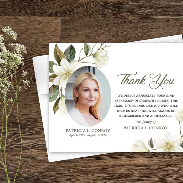 Sympathy Thank You Cards With Photo Etsy