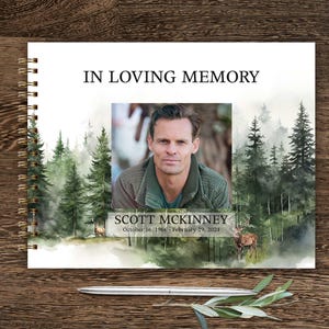Funeral Guest book Hunting Funeral Sign in Book, Memorial Guest Book Personalized Hunter&#39;s Sign in 8.5 x 11 Keepsake Celebration of Life