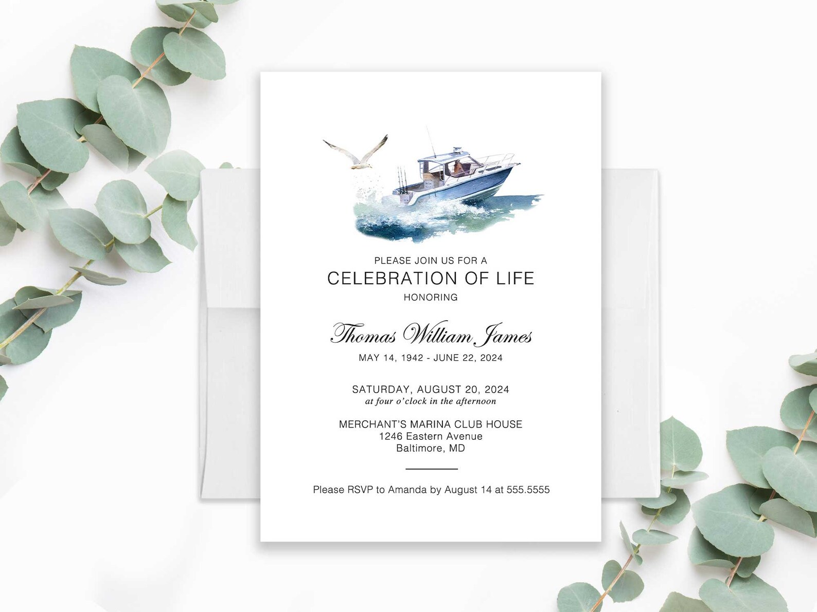 Funeral Invitation Printable Nautical Celebration of Life Etsy