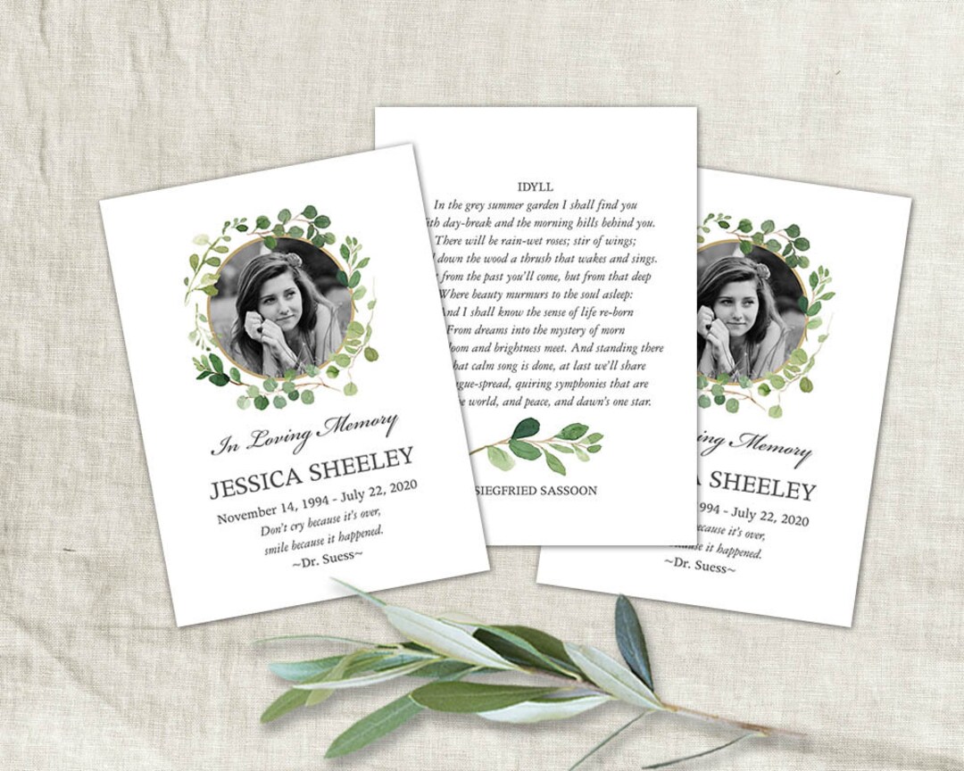 Funeral Card Printable Mass Cards Photo Custom Design Template 2.5 X 4. ...