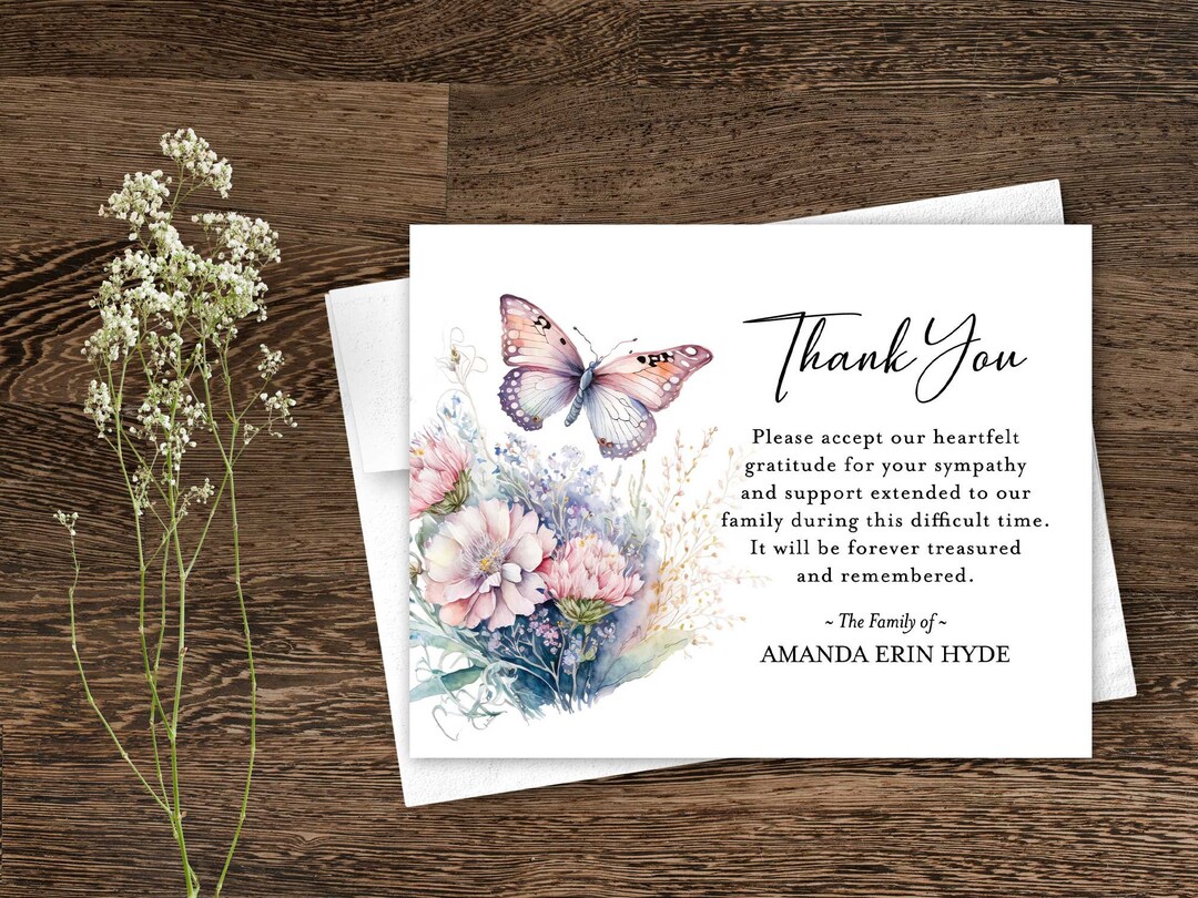 Sympathy Acknowledgement Cards, Funeral Thank You and Bereavement Notes ...