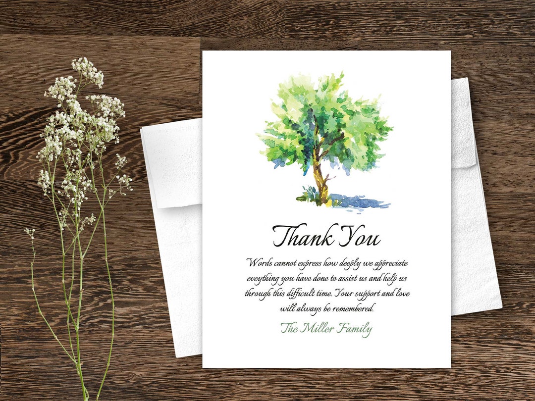 Sympathy Acknowledgement Cards, Funeral Thank You and Bereavement Notes