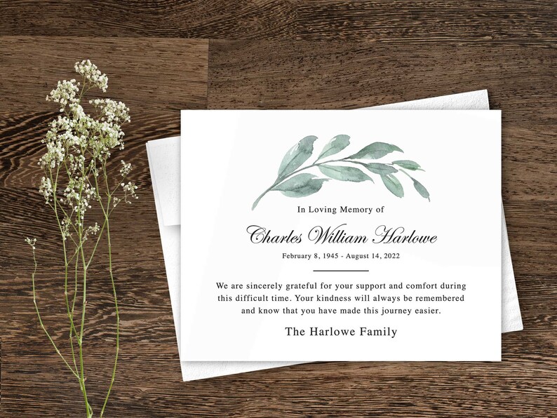 Sympathy Acknowledgement Cards Funeral Thank You and Etsy Canada