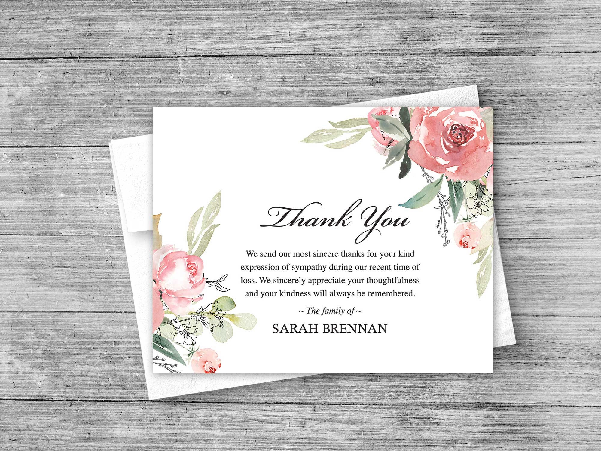 Sympathy Acknowledgement Cards, Funeral Thank You and Bereavement Notes ...